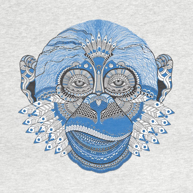 Crazy blue monkey by tonkashirts